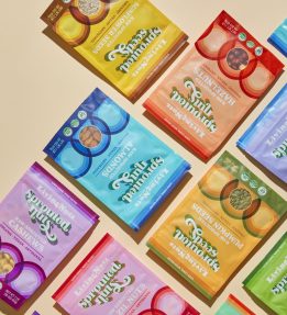 Living Nutz Colorful packages of Living Nutz sprouted nuts and sprouted seeds